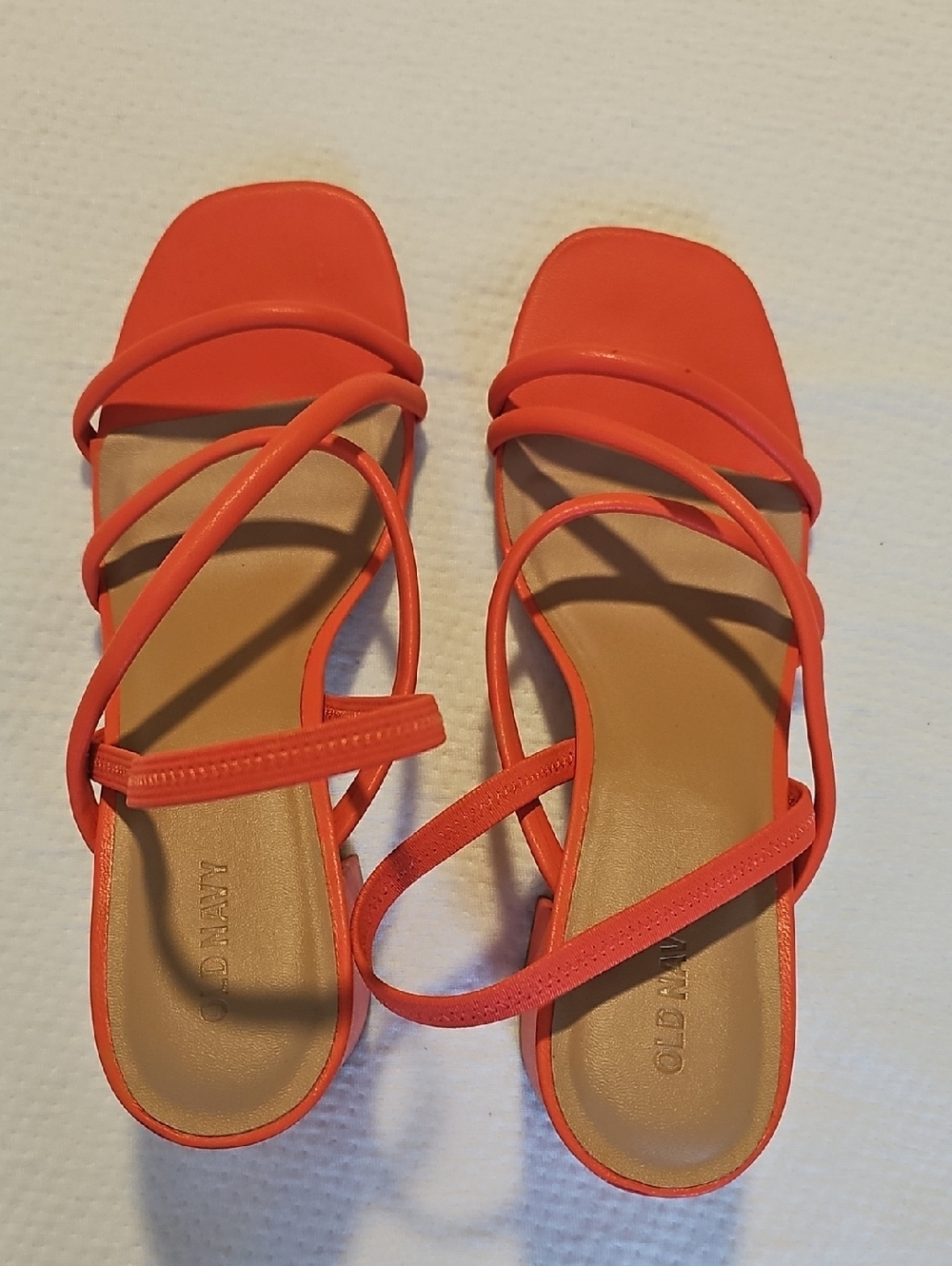 Size 10 Old Navy Bright Orange Multi-Strap Square-Toe Sandals - Women